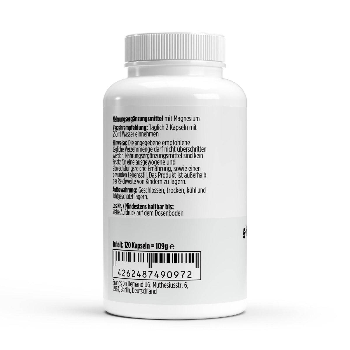 Magnesium 5x Complex + B6 - 120 vegan Capsules