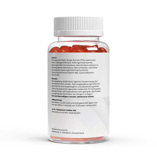 Shilajit Gummies 1000mg + Vitamine C, B6, B12 - 60 stuks