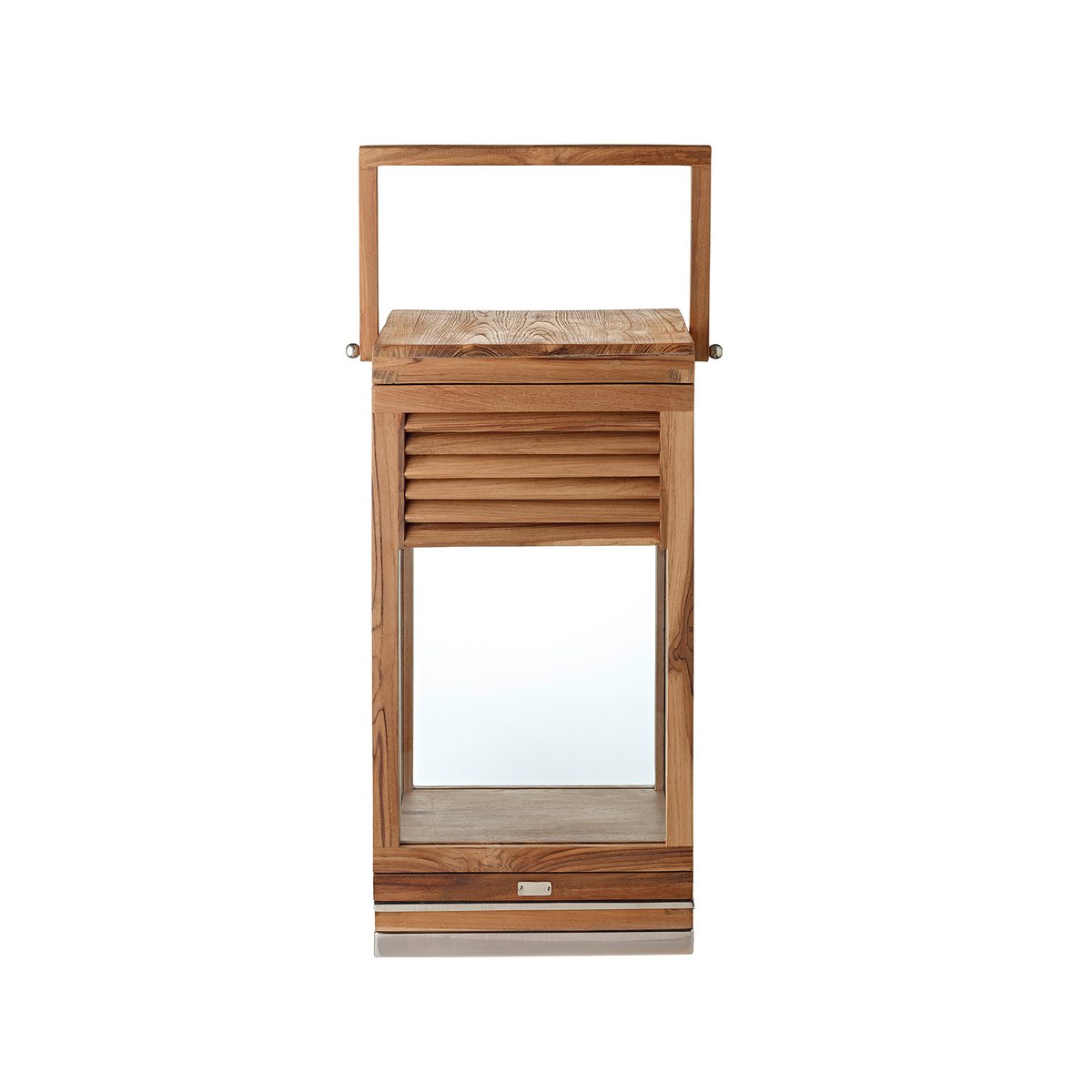 Lantaarn Vegas (hoogte 60 cm), nobele teak, roestvrij staal, glanzende nikkel -plated