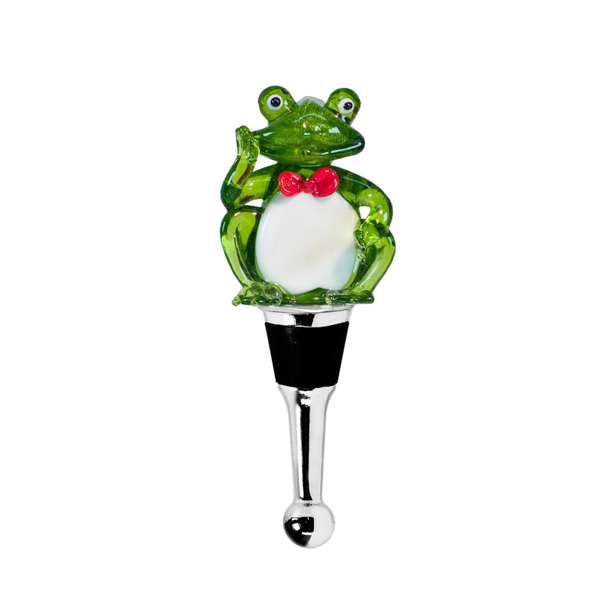 EDZARD flessenstop kikker (hoogte 11 cm) voor champagne, wijn en mousserende wijn, in de stijl van traditionele glaskunst, handgemaakt