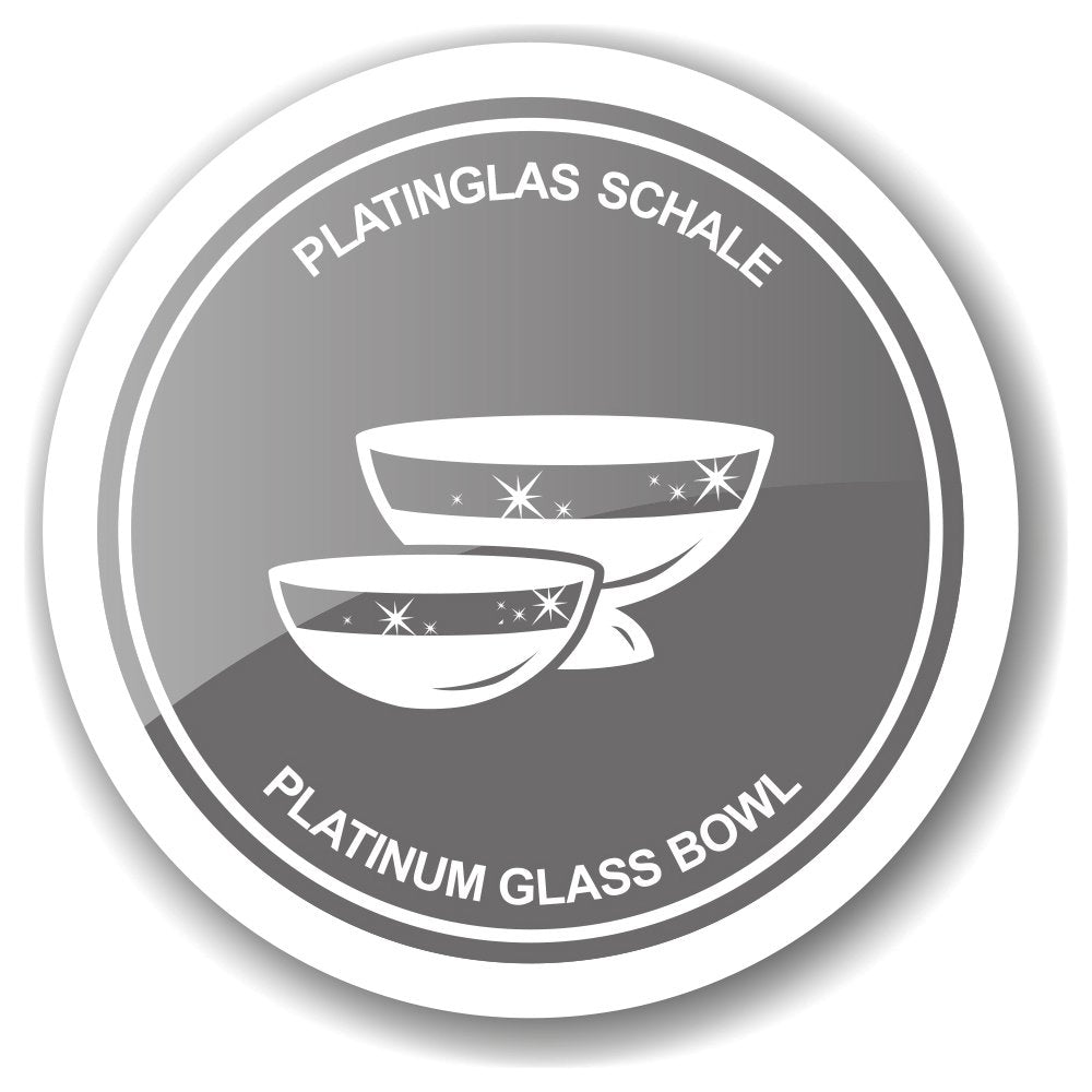 Glazen pot Lia (H 29 cm, ø 14 cm), met een deksel van mondgeblazen kristalglas met een platina rand