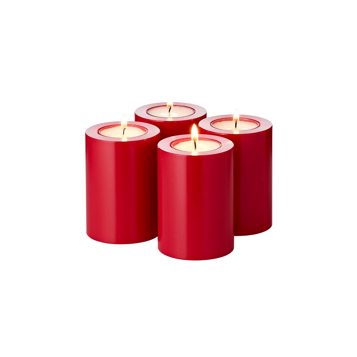 Edzard 4 Set theelichthouder Cornelius rood Ø 6 cm H 8 cm, winterse houder hittebestendig 90 °