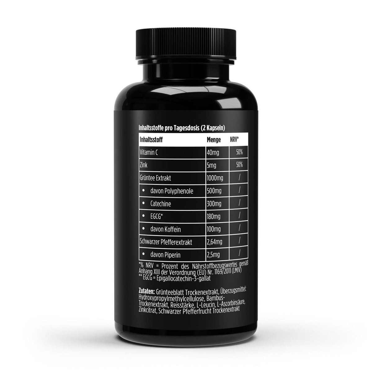 Groene Thee Extract 1000mg + Zink/C/Piperine - 180 vegan Capsules