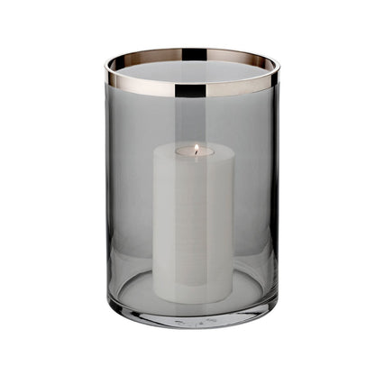 Zeuslantaarn met platina rand, donker glas