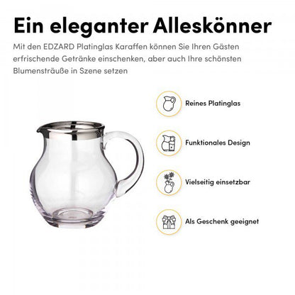 EDZARD kan Olivia, mondgeblazen kristalglas met platina rand, hoogte 16 cm, inhoud 1,0 liter