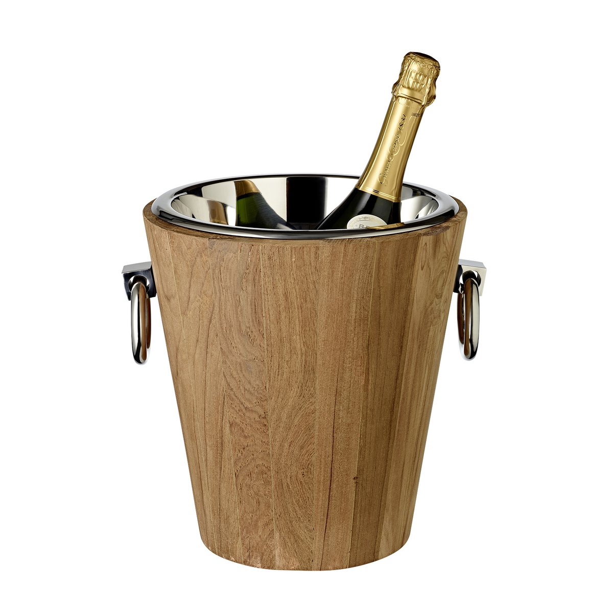 Wijnkoeler St. Tropez teakhout (hoogte 32 cm, Ø 26 cm), gerecycled teak, roestvrij staal