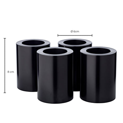 Set van 4 permanente kaarsen Cornelius (hoogte 8 cm, Ø 6 cm) zwart, theelichthouder hittebestendig tot 90°
