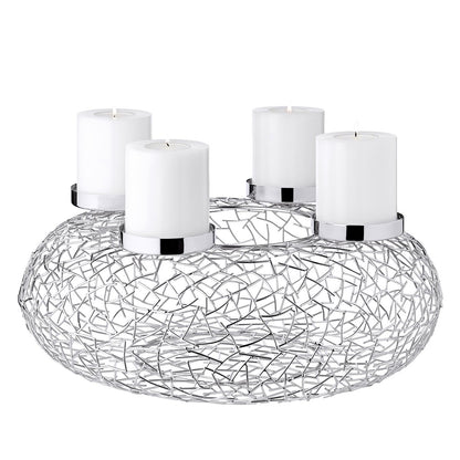 EDZARD Adventskrans Milano, roestvrij staal, glanzend vernikkeld, diameter 53 cm