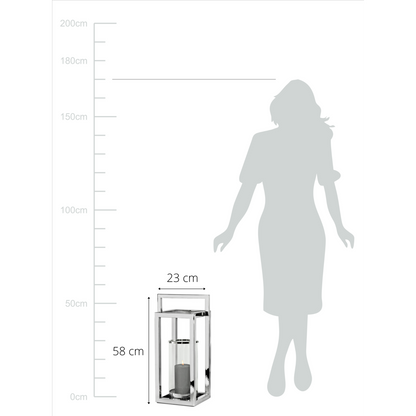 EDZARD lantaarn lantaarn Manhattan met handvat, roestvrij staal glanzend vernikkeld, rond binnenglas, hoogte 58 cm