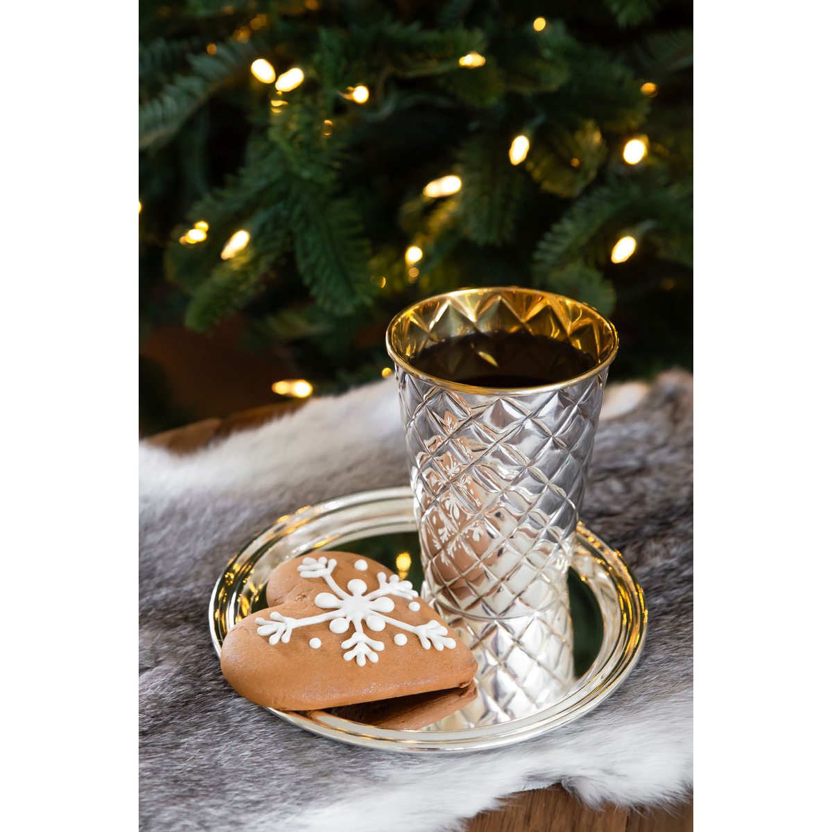 Pijpenbakje (Ø 17 cm), rond, elegant verzilverd