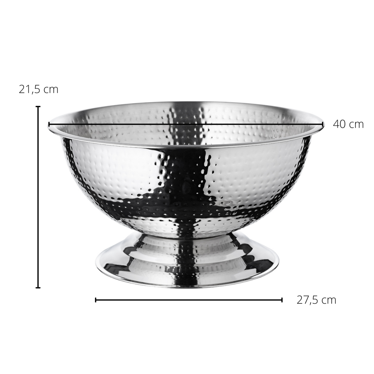 EDZARD Cara champagnekoeler, hoogwaardig staal, hoogglans gepolijst, gehamerd, diameter 40 cm, hoogte 21 cm