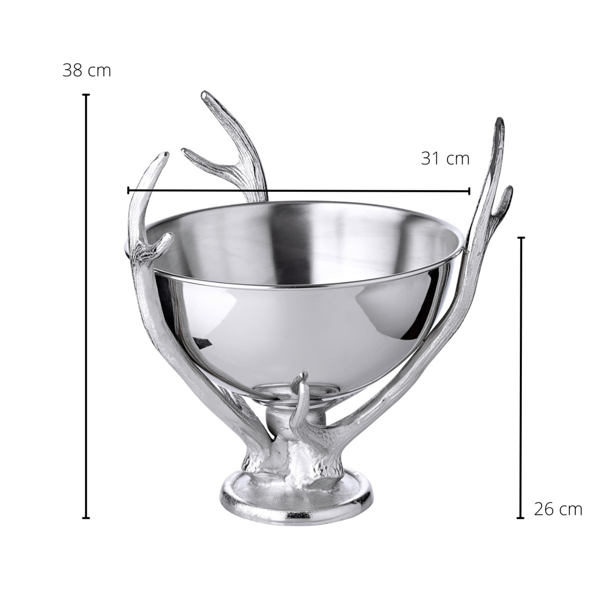 Lita champagnekoeler (hoogte 37 cm, Ø 31 cm), zilverkleurig, vernikkeld aluminium, gewei-look