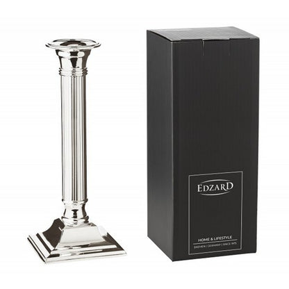 EDZARD kandelaar Lincoln voor stokkaarsen, geribbelde schacht, edel verzilverd, aanslag beschermd, H 23 cm