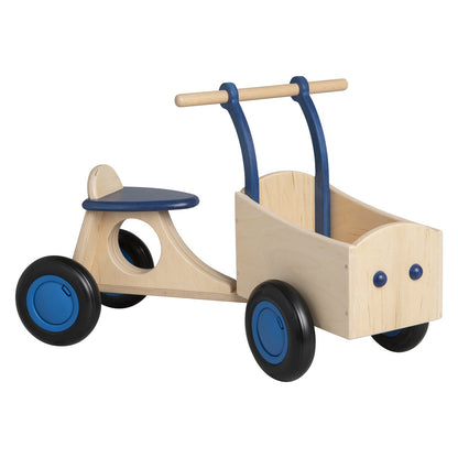 Van Dijk Toys houten kinder loop bakfiets vanaf 1 jaar - Blauw (Kinderopvang kwaliteit)