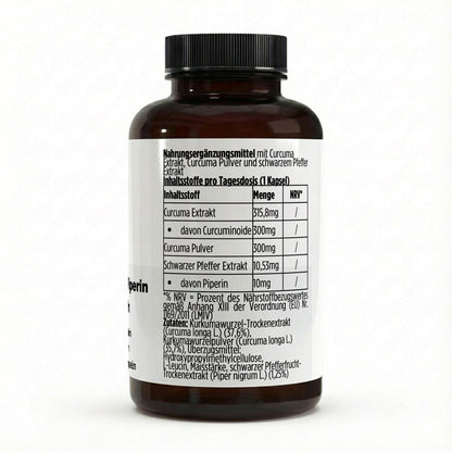 Kurkuma (95% Curcumine) + Piperine - 60 vegan Capsules