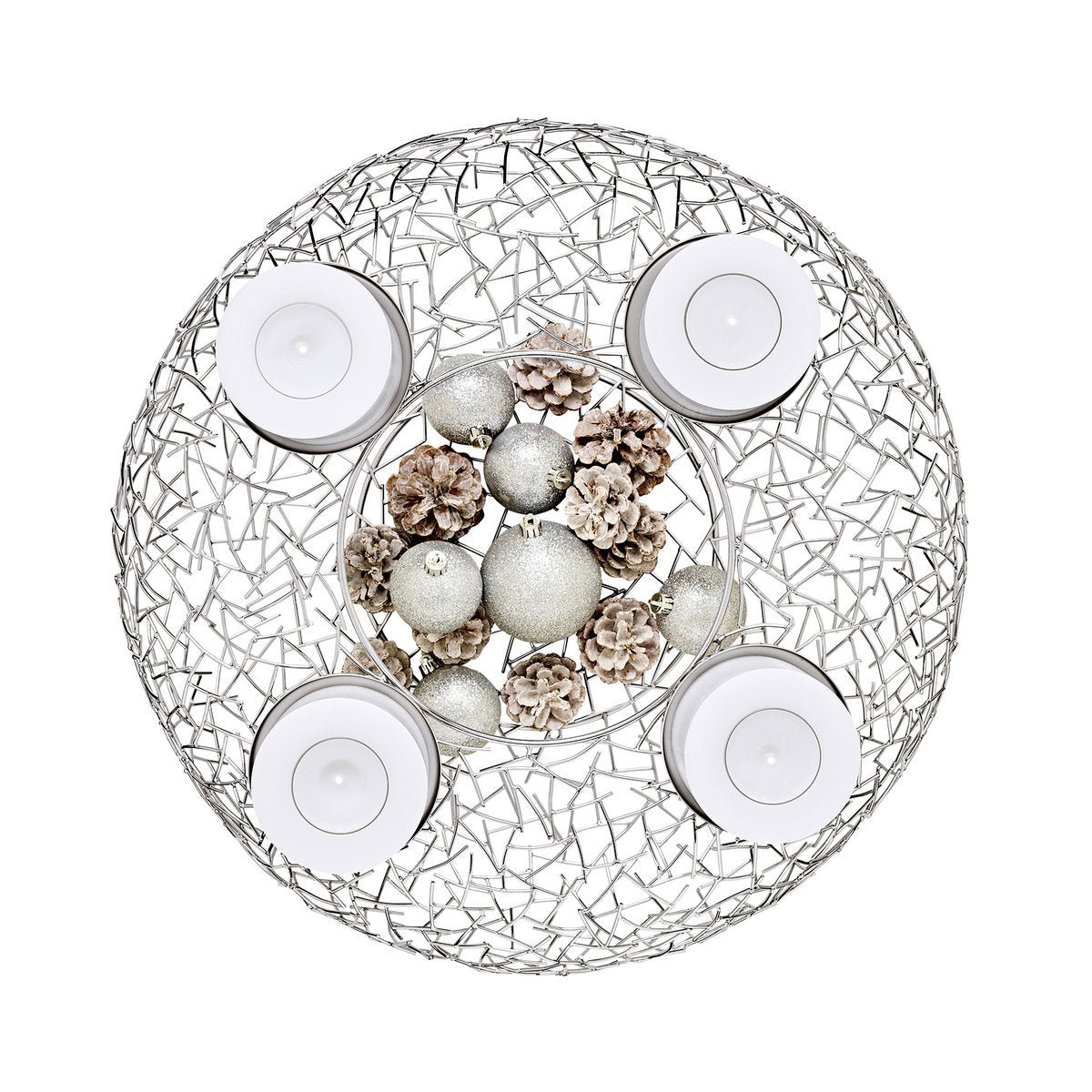 EDZARD Adventskrans Milano, roestvrij staal, glanzend vernikkeld, diameter 53 cm