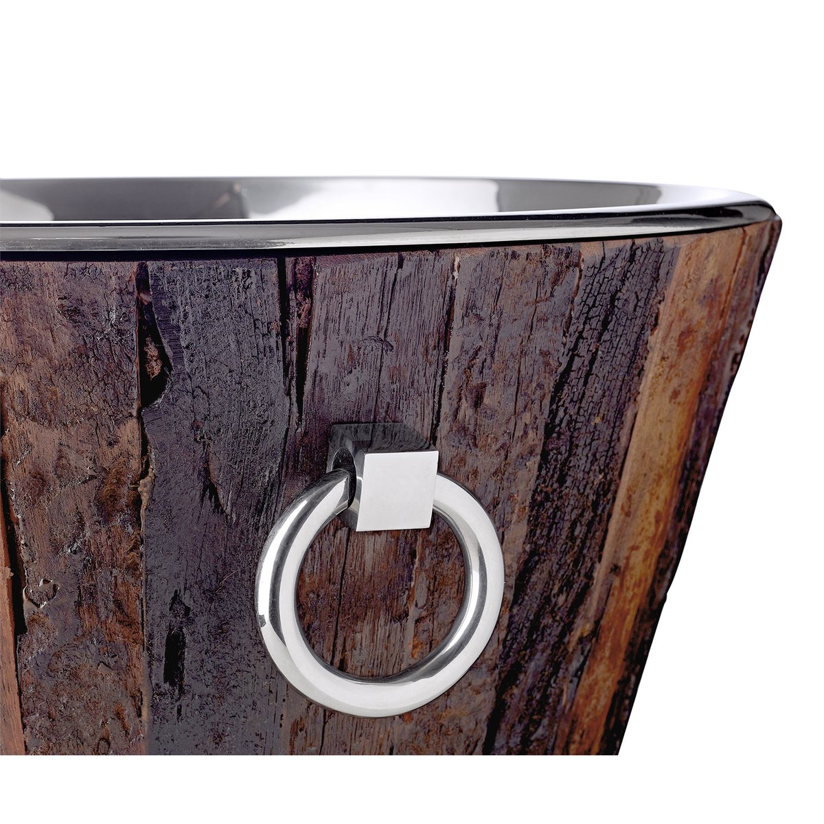 EDZARD champagnekoeler Montgomery, teak, roestvrij staal glanzend vernikkeld, ø 46 cm, H 24 cm, gewicht 7,5 kg
