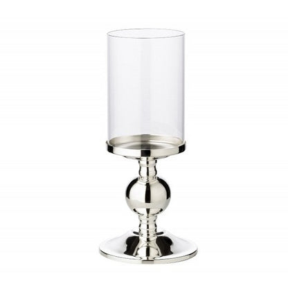EDZARD kandelaar kandelaar Bamboe, elegant verzilverd, aanslagvrij, met glas, hoogte 28,5 cm