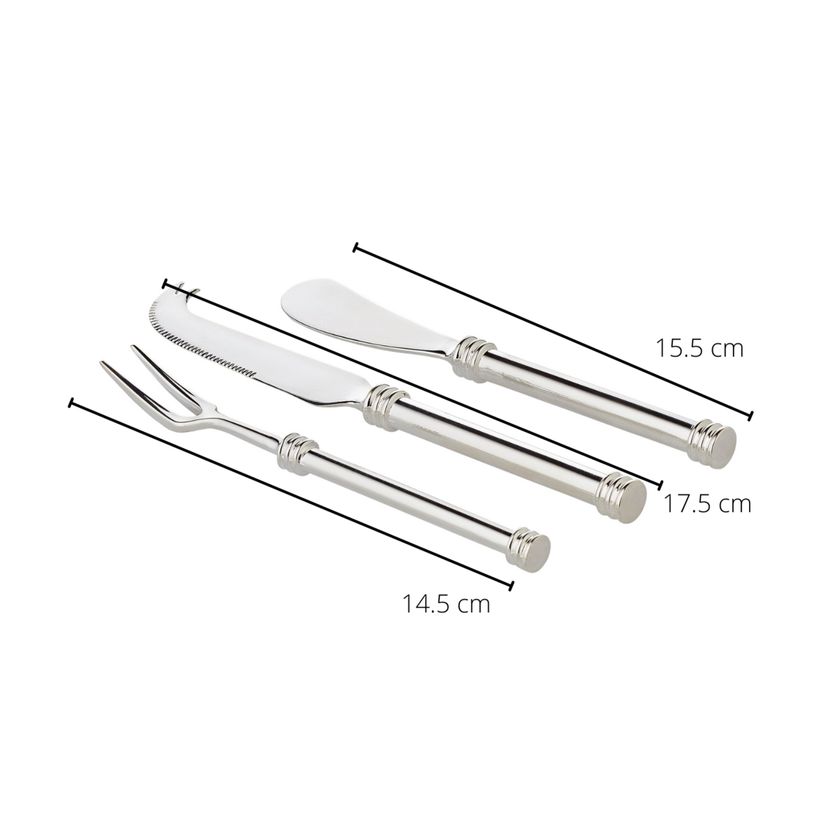 EDZARD serveerset Forma, 3-delig, elegant verzilverd, lengte 16 cm (kaasmes, botermes, serveervork)