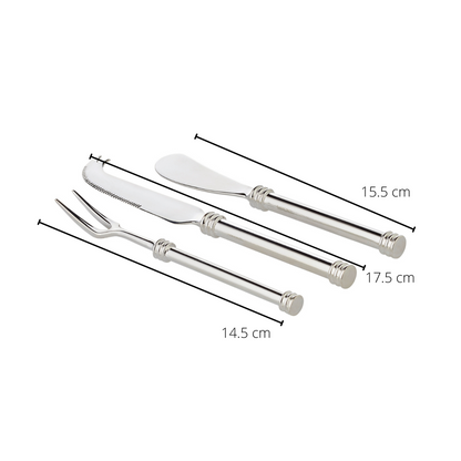 EDZARD serveerset Forma, 3-delig, elegant verzilverd, lengte 16 cm (kaasmes, botermes, serveervork)