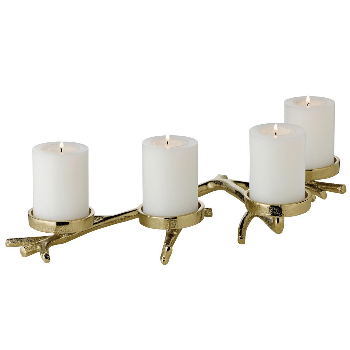 EDZARD Advent kandelaar tak, lengte 42 cm, goudkleurig vernikkeld aluminium, voor kaarsen ø 6 cm
