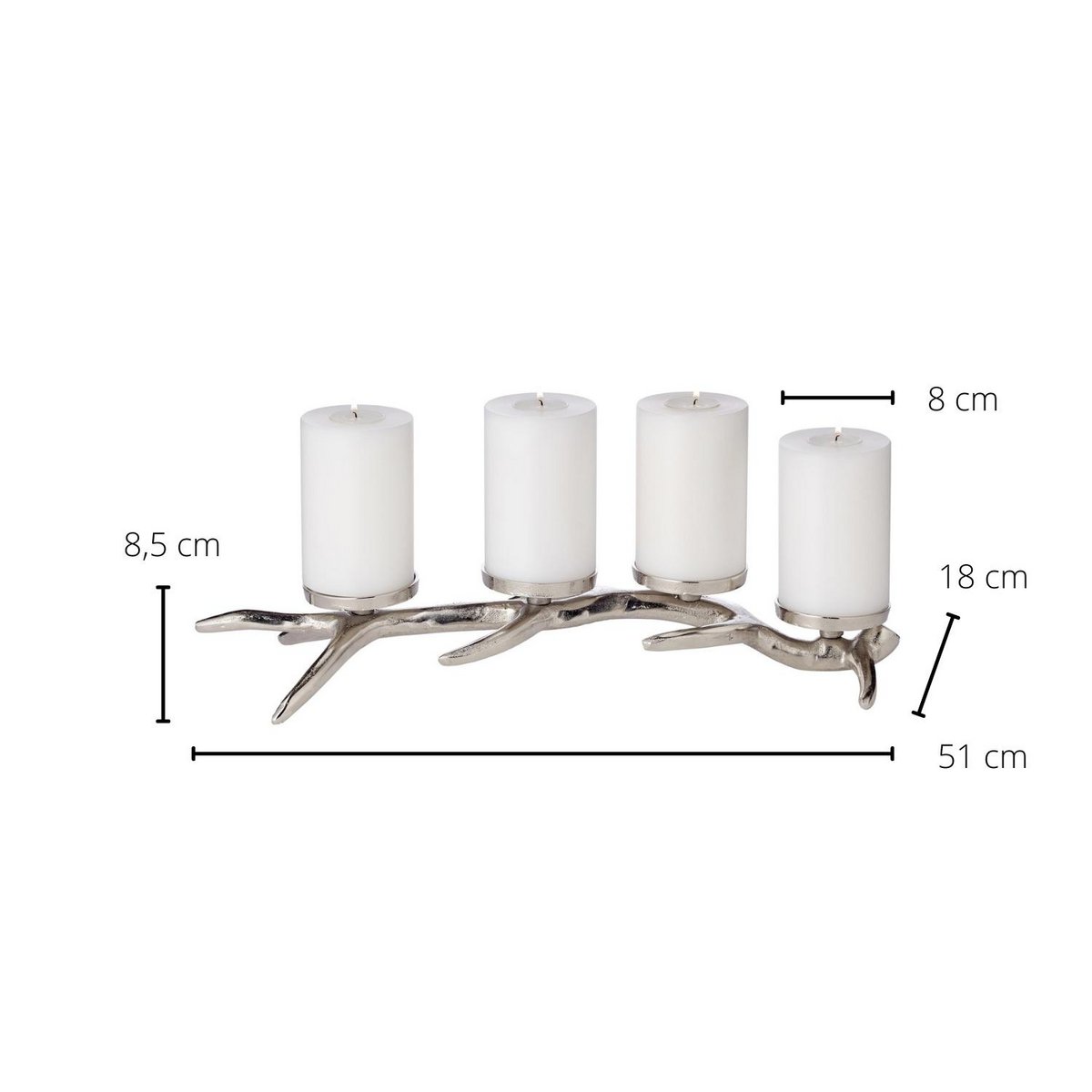 EDZARD kandelaar Kingston, aluminium vernikkeld, zilverkleurig, hoogte 13 cm