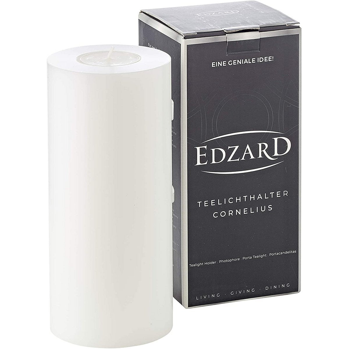 EDZARD theelichthouder permanente kaars Cornelius ø 8 cm, hoogte 18 cm, hittebestendig tot 90