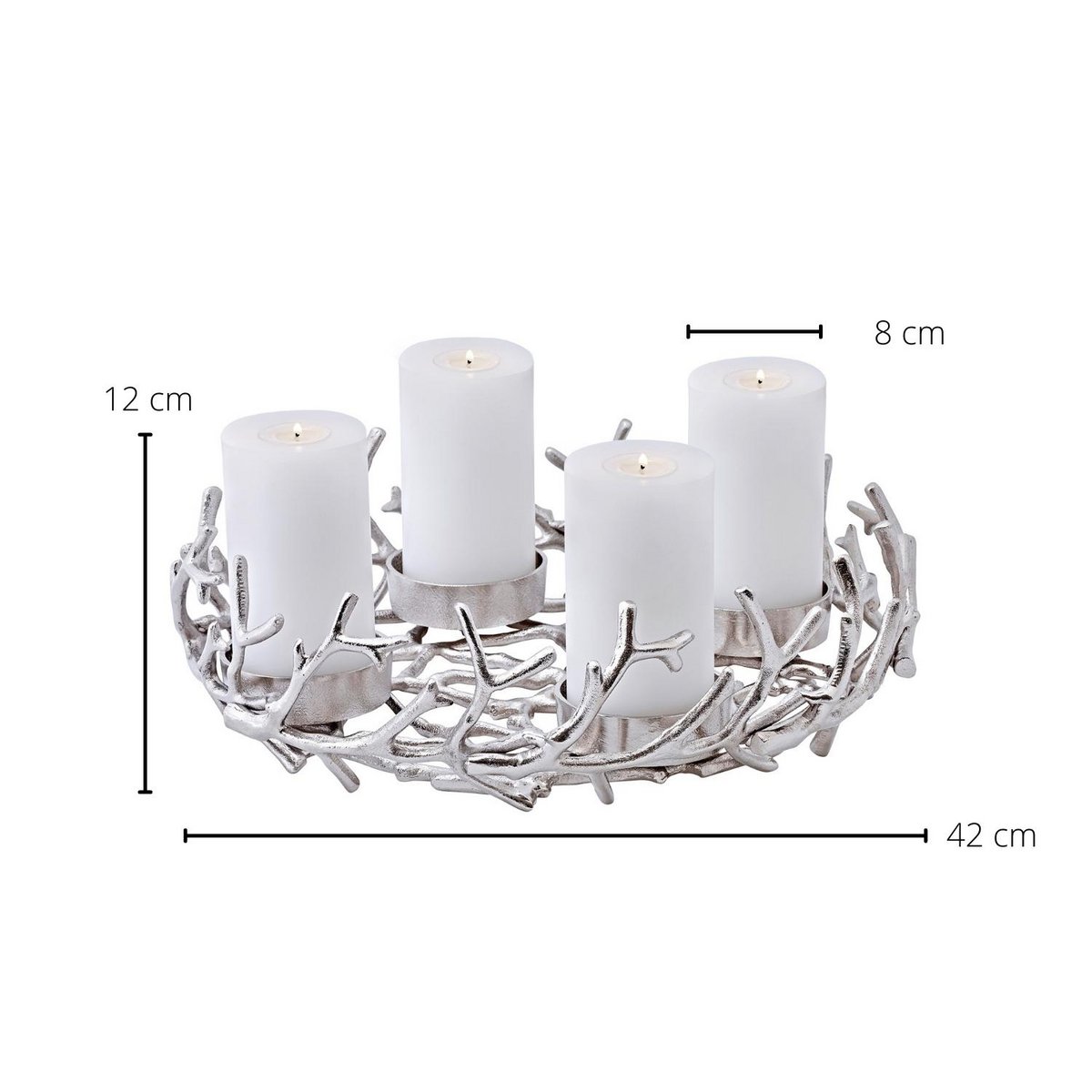EDZARD Adventskrans Porus, gewei-design, vernikkeld aluminium, diameter 42 cm