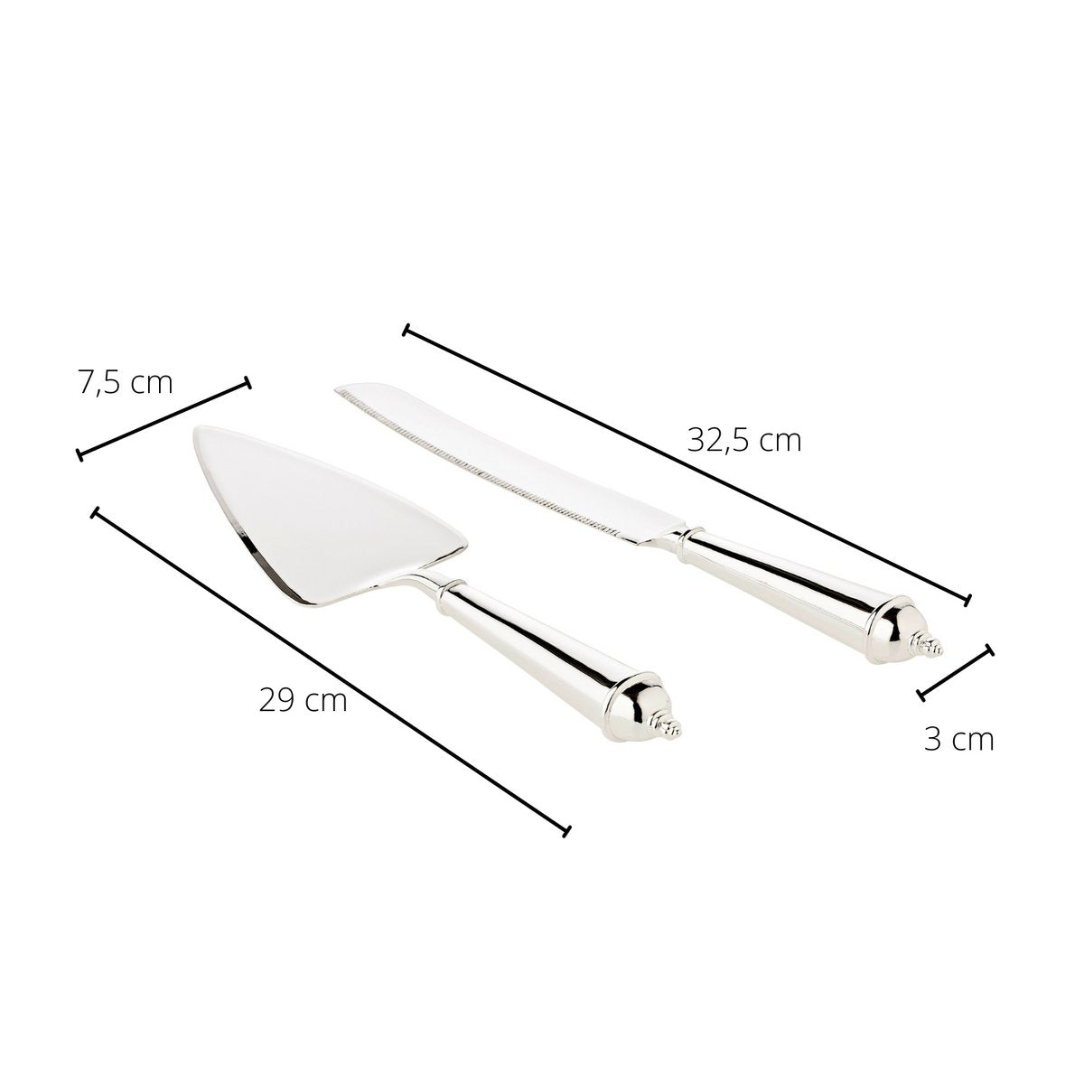EDZARD taartschep & cakemes, verzilverd, aanslagbestendig, meslengte 32 cm, lifter lengte 28 cm