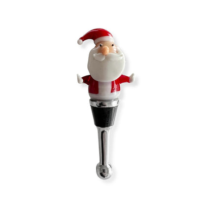 EDZARD Kerstman flessenstop (hoogte 11 cm) voor champagne, wijn en mousserende wijn, in de stijl van traditionele glaskunst, handgemaakt