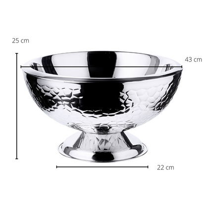 EDZARD champagnekoeler, flessenkoeler Capri, hoogglans gepolijst roestvrij staal, buitenkant met patroon, ø 43 cm, H 24 cm