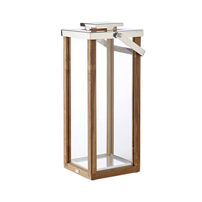 EDZARD lantaarn Miami met inklapbaar handvat, hout en RVS glanzend vernikkeld, hoogte 70 cm