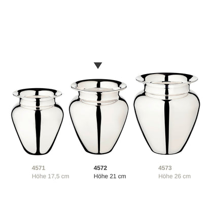 EDZARD Vaas Antonia, verzilverd, hoogte 21 cm, diameter 18 cm, opening diameter 12 cm