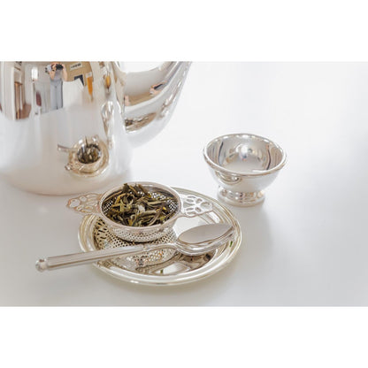 EDZARD theezeef Assam theefilter met houder, zwaar verzilverd, diameter 6 cm, lengte 11 cm, hoogte 4 cm