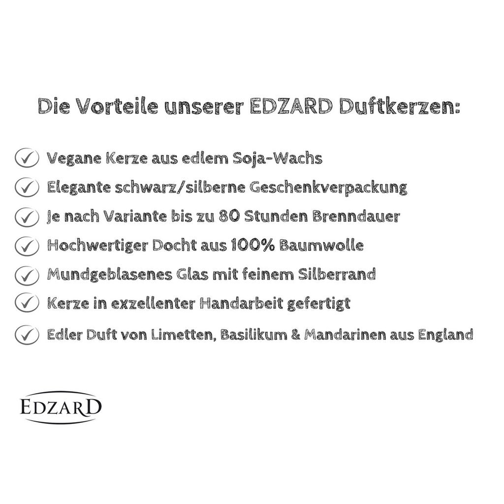 EDZARD set van 2 limoen, vegan geurkaars in glas, limoen, basilicum & mandarijn, hoogte 7 cm