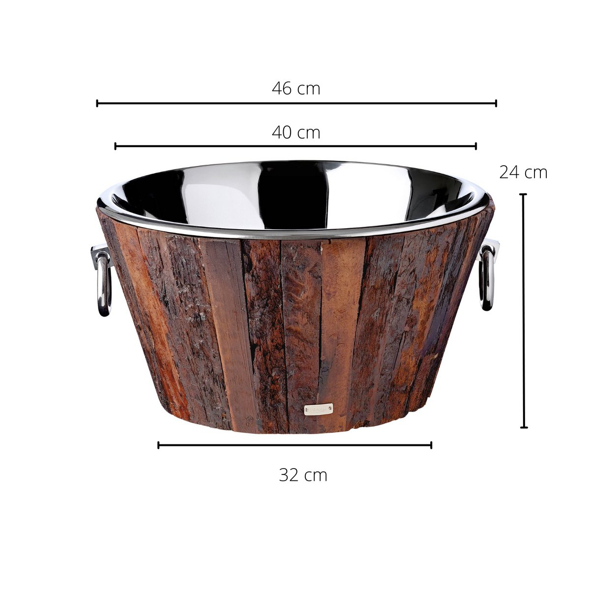 EDZARD champagnekoeler Montgomery, teak, roestvrij staal glanzend vernikkeld, ø 46 cm, H 24 cm, gewicht 7,5 kg