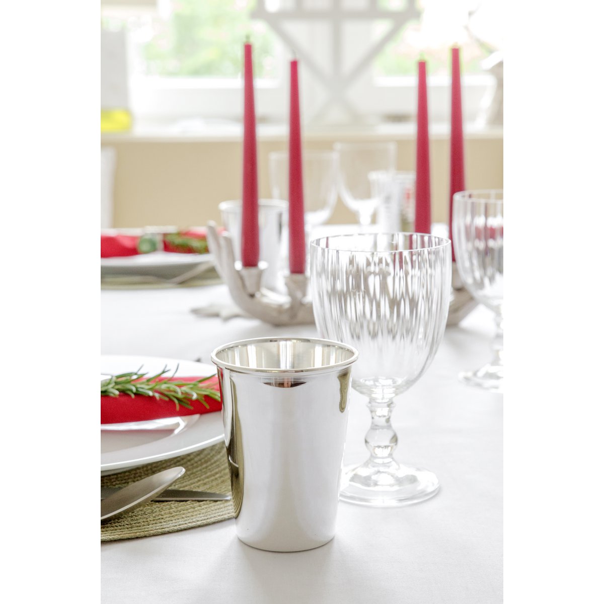 Mido-mokkenset van 4 stuks, H 10 cm, elegant verzilverd, aanslagvrij