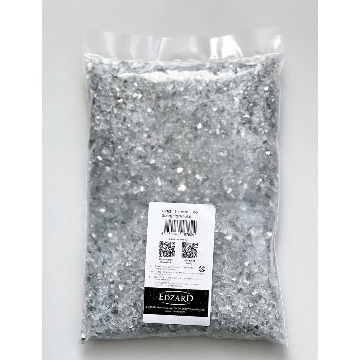 Decoratieve spiegelstenen van granulaat (1-4 mm), zilver, 1 kg, waterdicht, stofvrij