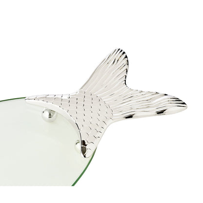 EDZARD visschaal zalm, glas, fijn verzilverde elementen, met lifter, lengte 58 cm