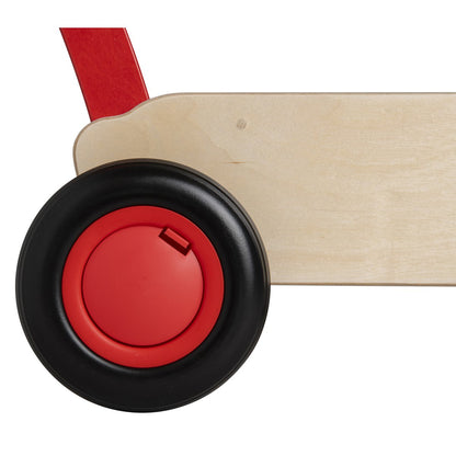 Van Dijk Toys houten loopwagen vanaf 1 jaar - Naturel - Rood (Kinderopvang kwaliteit)