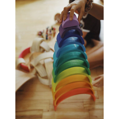 Kinderfeets houten speelgoed regenboog groot - Meerkleurig