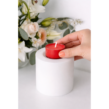 EDZARD 50 stuks Nightlights theelichtjes, rood, rode kunststof behuizing