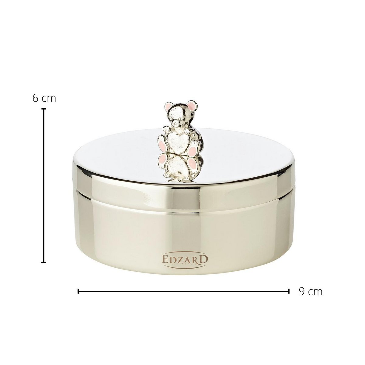 EDZARD Tandendoos juwelendoos Mama Bear, verzilverd, aanslagbestendig, hoogte 4 cm, diameter 9 cm