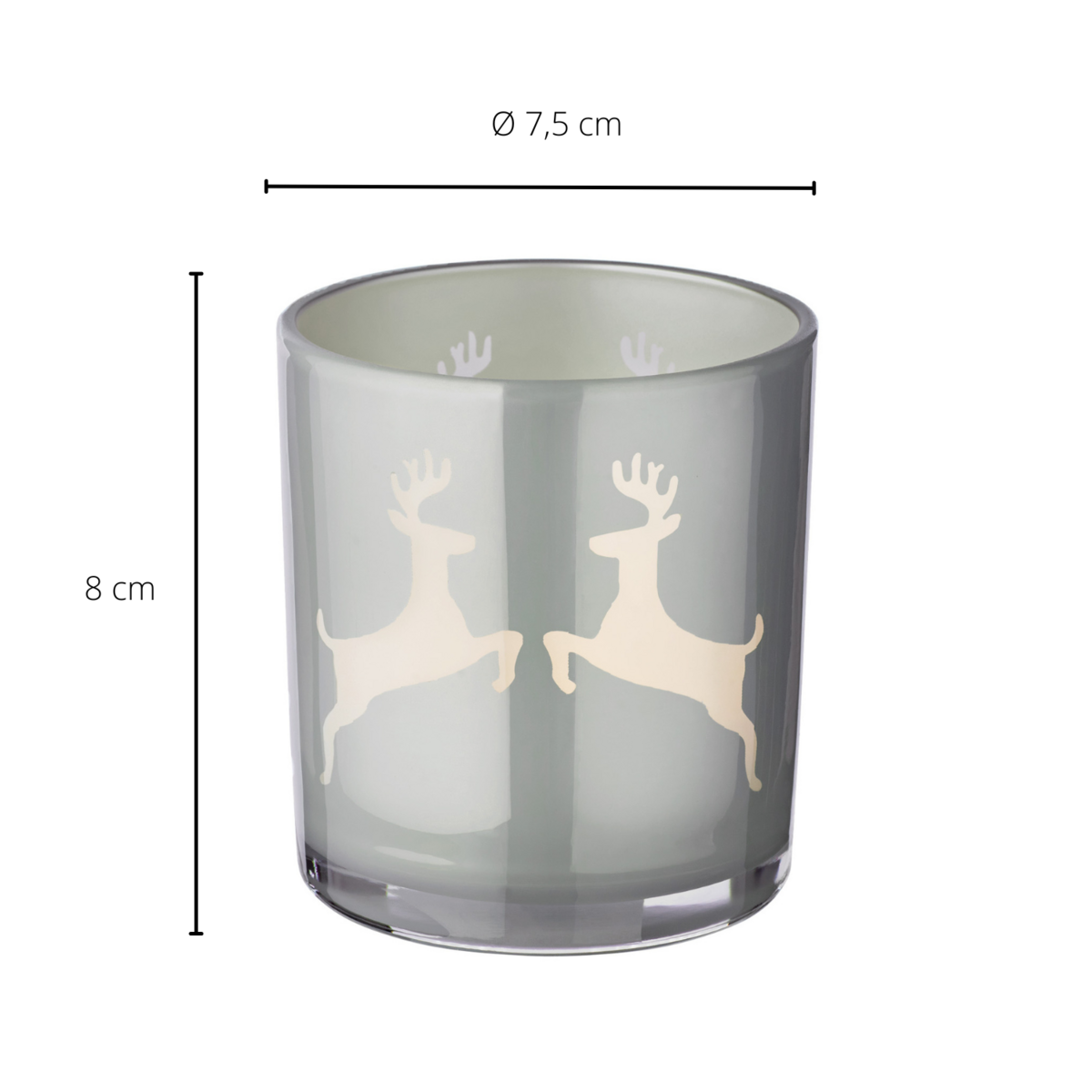 Set van 2 theelichtglazen Loki (hoogte 8 cm) in grijs