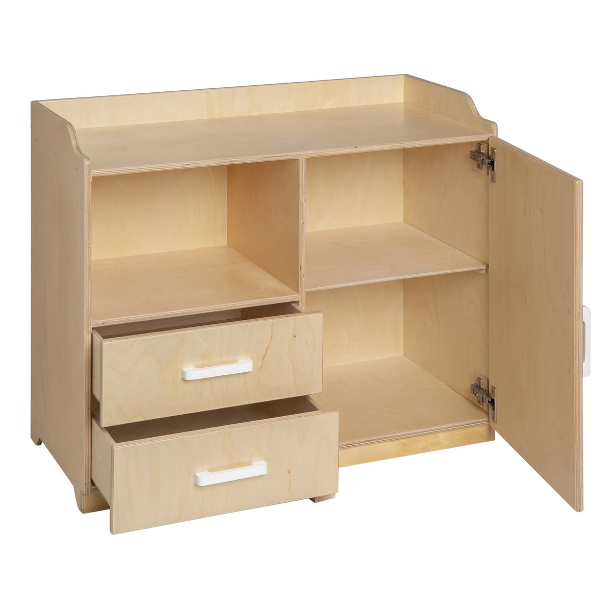 Van Dijk Toys houten poppencommode / poppen commode - Naturel met wit (Kinderopvang kwaliteit)