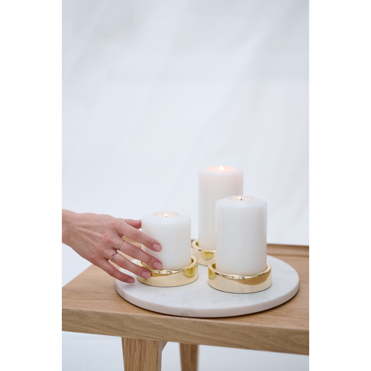 Cornelius Double Pine permanente kaars (hoogte 15 cm, Ø 8 cm), wit, hittebestendig tot 90°