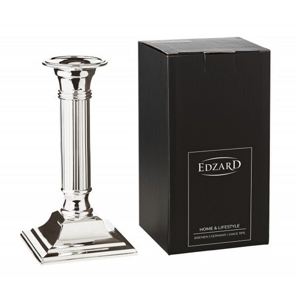EDZARD kandelaar Lincoln voor stokkenkaarsen, geribbelde schacht, edel verzilverd, aanslag beschermd, H 15 cm