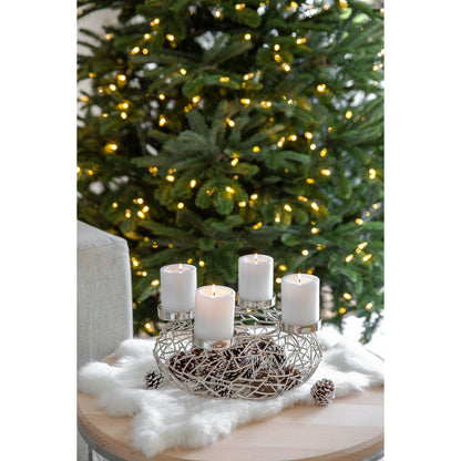 EDZARD Adventskrans Milano, roestvrij staal, glanzend vernikkeld, diameter 28 cm, voor stompkaarsen ø 6 cm
