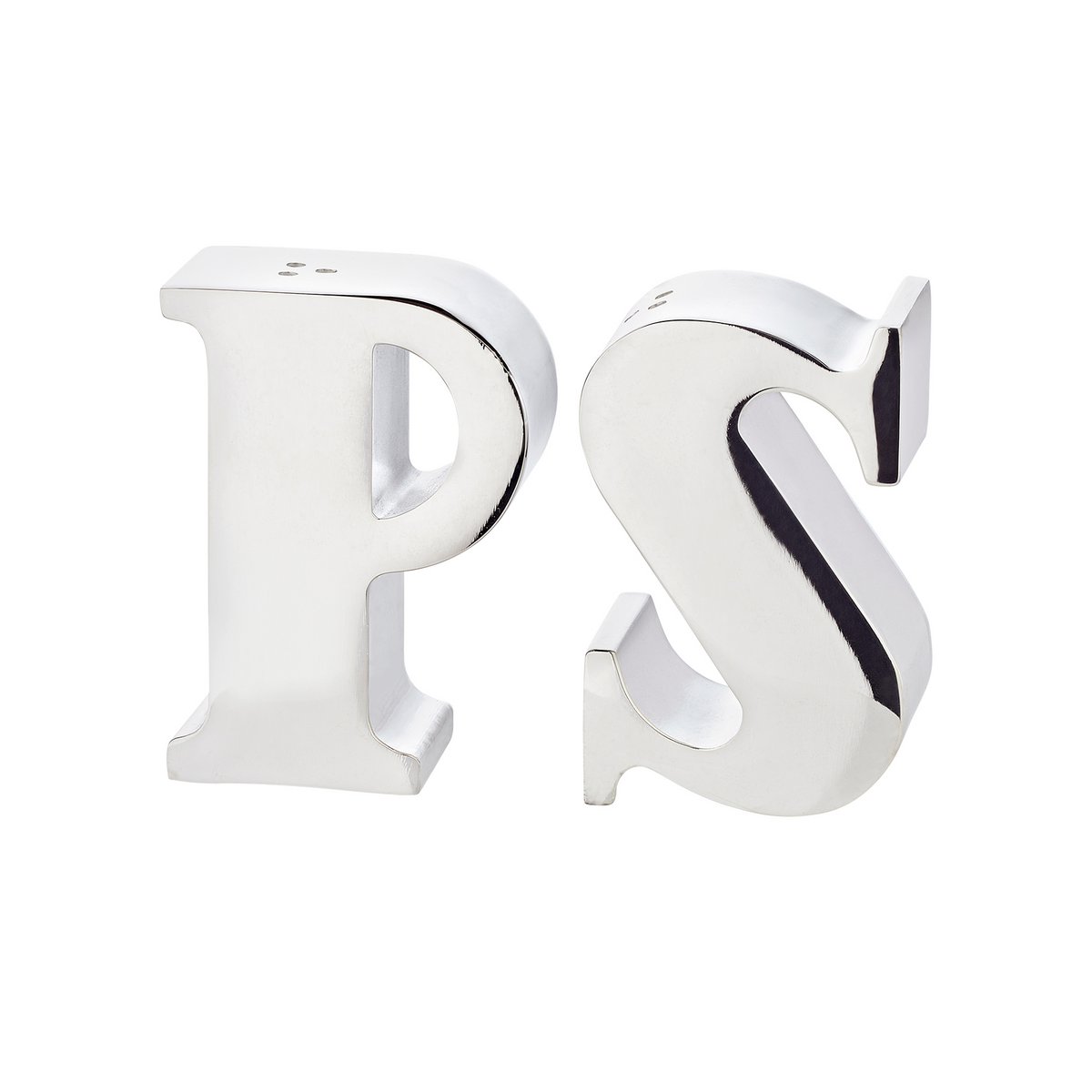 EDZARD Peper & Zoutstrooier Favre, letters P & S, verzilverd, hoogte 7 cm