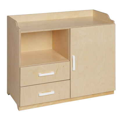 Van Dijk Toys houten poppencommode / poppen commode - Naturel met wit (Kinderopvang kwaliteit)